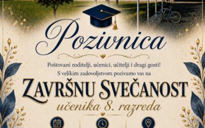 Pozivnica za završnu svečanost učenika 8. razreda